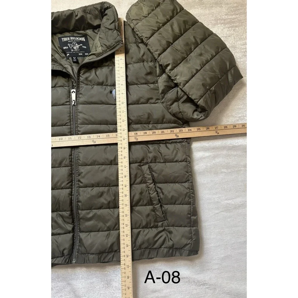 True Religion  Olive Green Puffer Lightweight Puffer Jacket Size XL